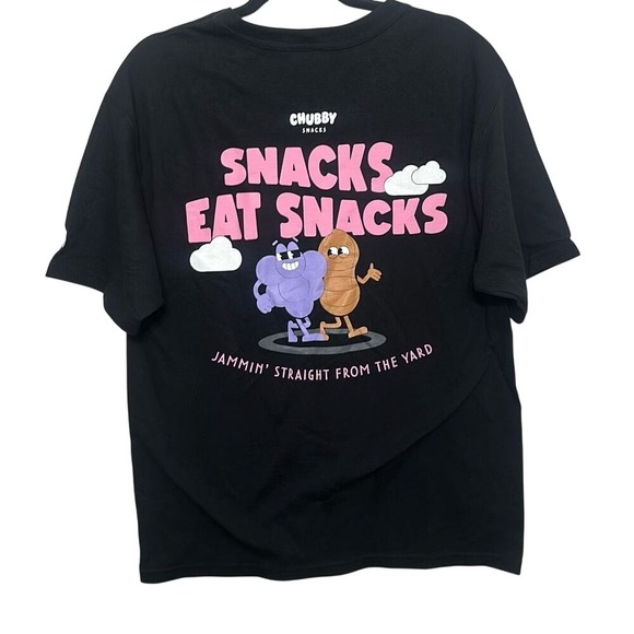 Champion Other - Champion Mens Black Chubby Snacks‎ Graphic Short Sleeve Cotton T-Shirt Medium